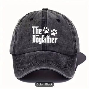 The Dogfather Dog Dad Adjustable Baseball Cap Hat - Black